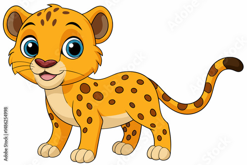 cheetah cartoon vector on white background