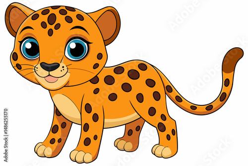 cheetah cartoon vector on white background