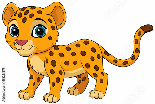 cheetah cartoon vector on white background