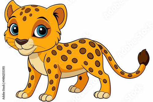 cheetah cartoon vector on white background