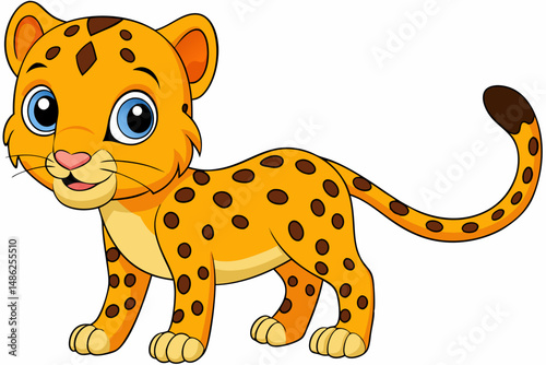 cheetah cartoon vector on white background