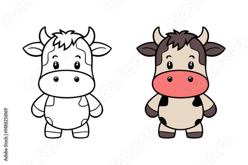Coloring book featuring a cow