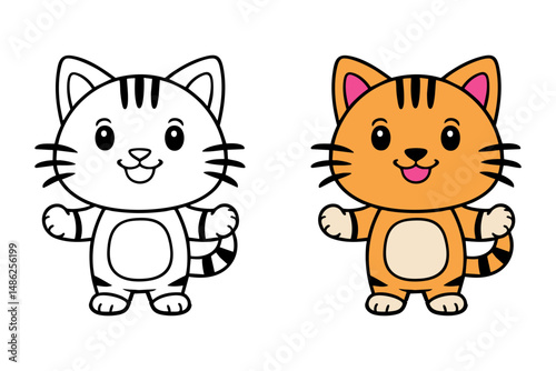 Coloring book featuring a cat