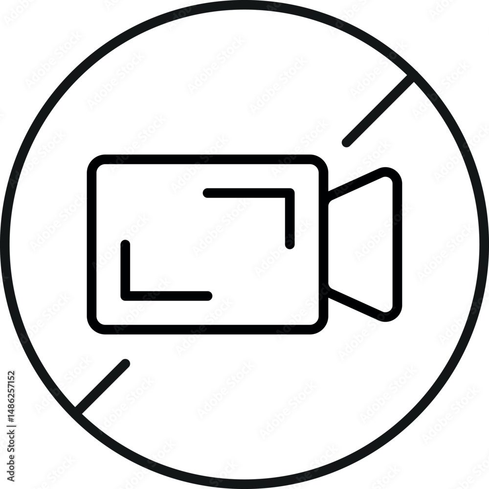 Thin Icon of Filming Prohibited for Graphics, Concept, Apps Thin Icon of Filming Prohibited for Graphics, Concept, Apps