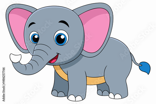 elephant cartoon vector on white background