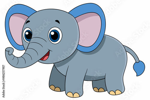 elephant cartoon vector on white background