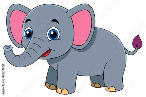 elephant cartoon vector on white background