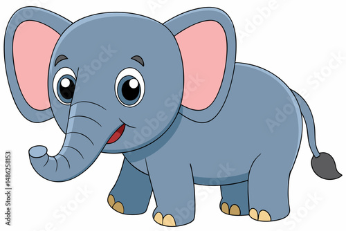 elephant cartoon vector on white background