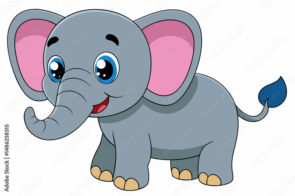 Fototapeta premium elephant cartoon vector on white background