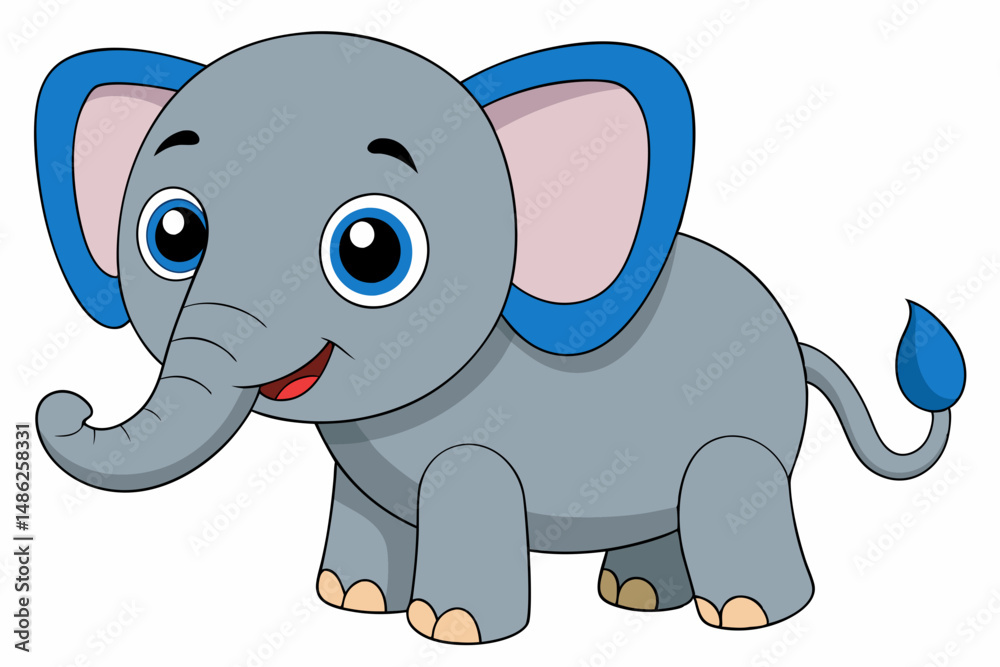 Fototapeta premium elephant cartoon vector on white background