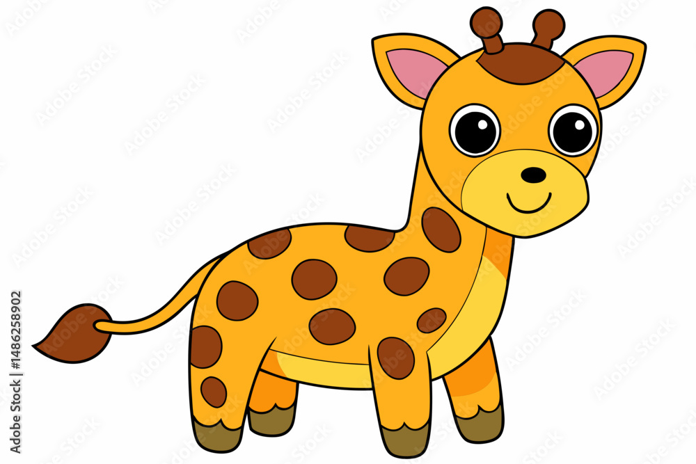 Fototapeta premium giraffe cartoon vector on white background