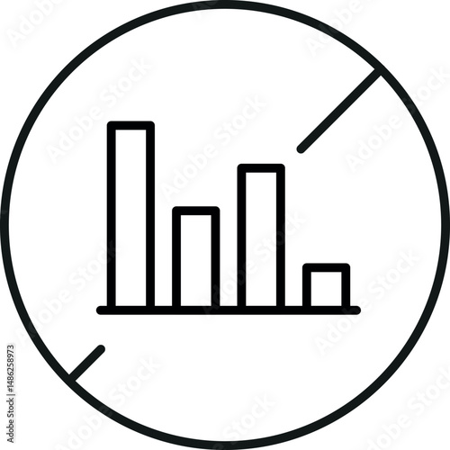 Progress Bar Prohibited Line Icon for Graphic Design, Web Sites, Cards, Books, Articles