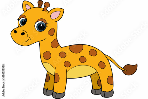 giraffe cartoon vector on white background