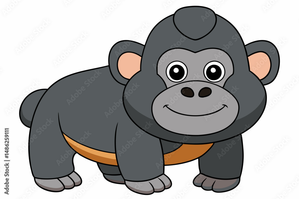 Fototapeta premium gorilla cartoon vector on white background