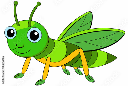 grasshopper cartoon vector on white background