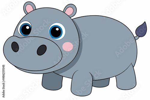 hippo cartoon vector on white background