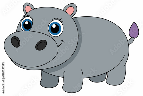 hippo cartoon vector on white background