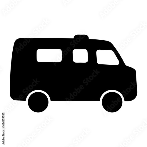 Silhouette illustration of a vintage camping van perfect for road trips