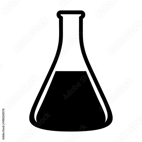 Erlenmeyer flask containing a dark liquid, symbolizing chemistry and scientific research