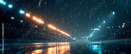 Wallpaper Mural Formula 1 night race with lightning rain illuminating the sky Torontodigital.ca