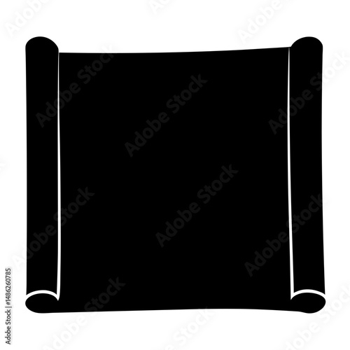Elegant black and white scroll illustration depicting ancient parchment document