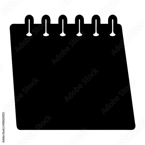 Black silhouette of a spiral bound notebook with blank pages ready to use