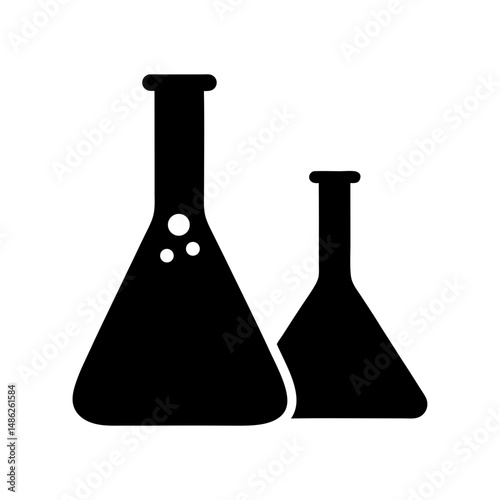 Chemical laboratory glassware beakers and flasks representing chemistry and scientific experimentation