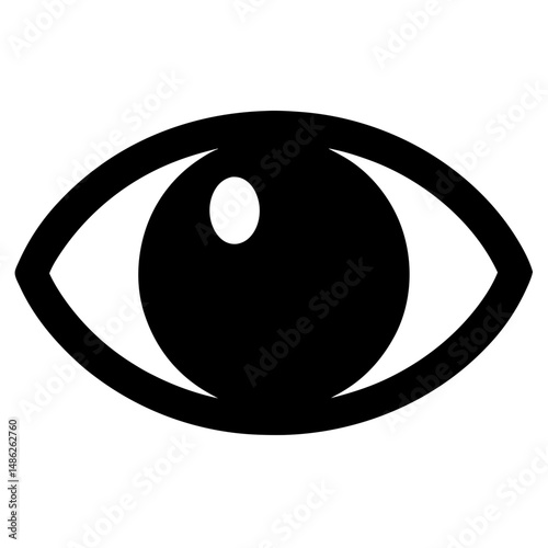 Simple stylized black and white eye illustration for graphic design purposes