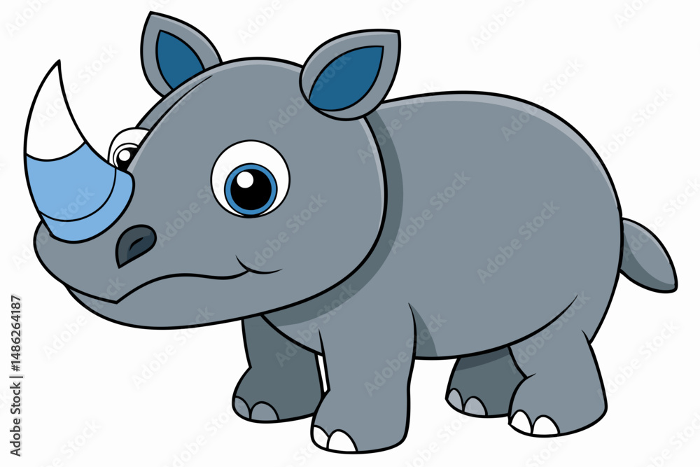Fototapeta premium rhino cartoon vector on white background
