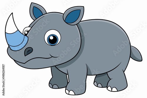 rhino cartoon vector on white background