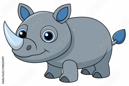 rhino cartoon vector on white background