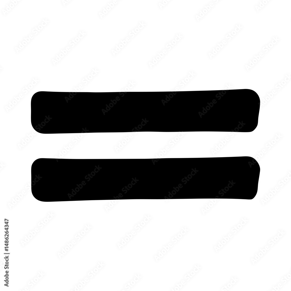 The equal sign symbol in a black color on a white background The equal sign symbol in a black color on a white background