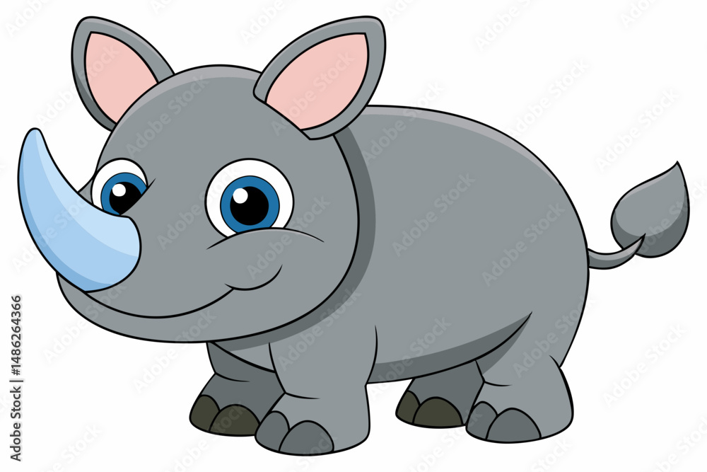 Naklejka premium rhino cartoon vector on white background