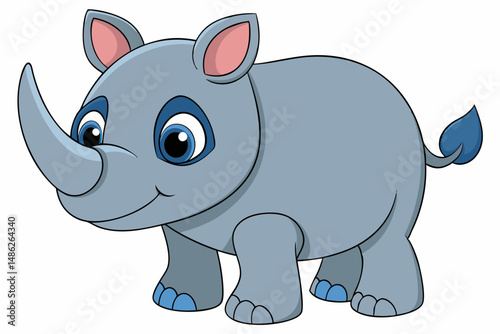 rhino cartoon vector on white background
