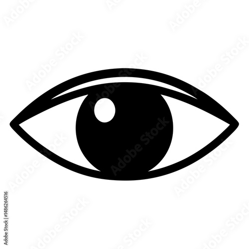 Black and White Graphic Illustration of an Eye Symbol for Vision