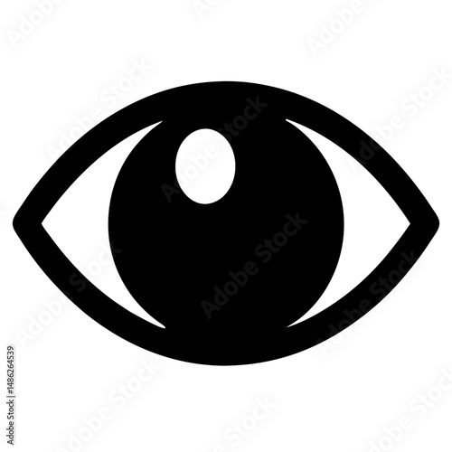 A simple black and white eye illustration focusing on vision and sight