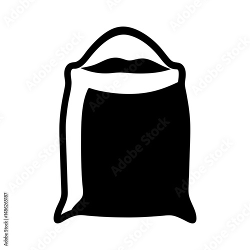 Isolated black silhouette of a sack or bag filled with something, vector illustration