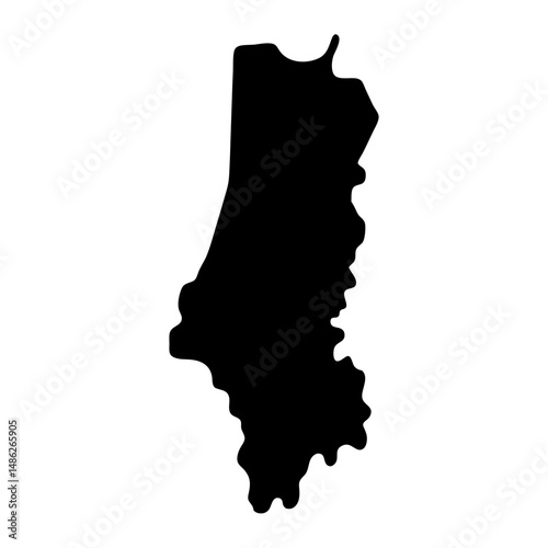 Detailed silhouette of the state of Indiana, geographical representation and borders