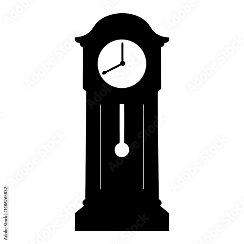 Silhouette of a Grandfather Clock Indicating Quarter Past Seven O'Clock