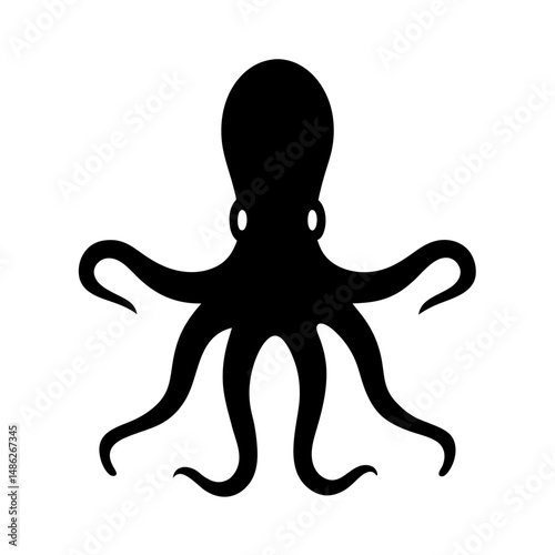 A simple but elegant silhouette of an octopus on a white background