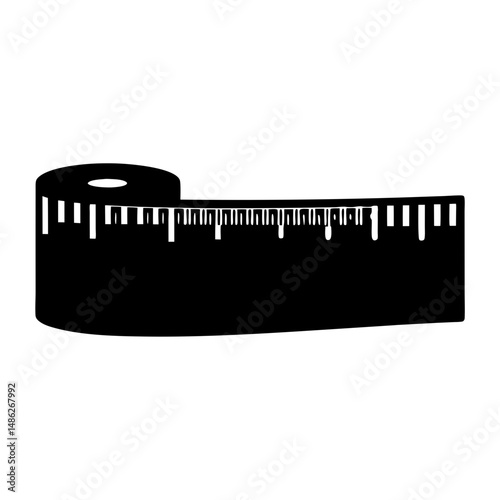 Stylized Black and White Image of a Retractable Measuring Tape Device