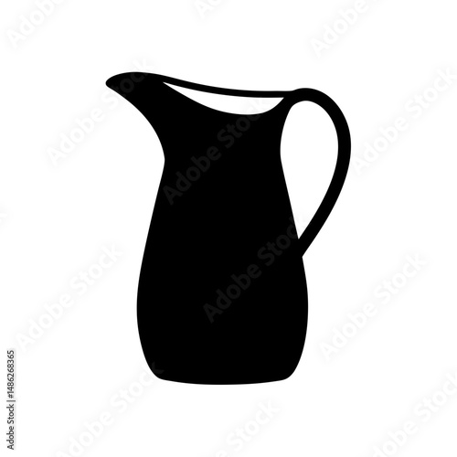 Silhouette of a classic pitcher with handle and spout on white background
