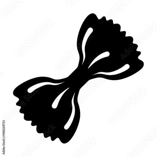Stylized Silhouette of Farfalle Pasta Shape on a White Background Image
