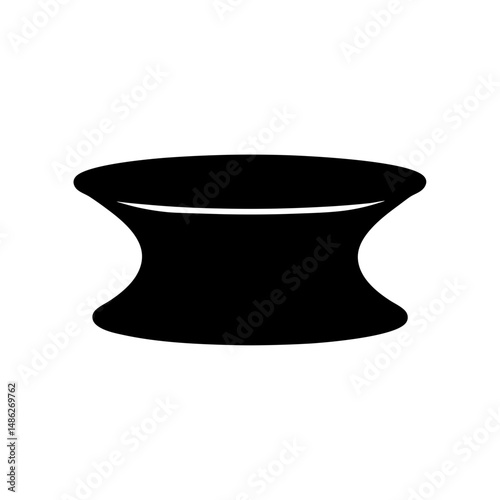 Black Silhouette of Wide Circular Collar or Ring, Solid black silhouette of a wide, curved circular shape resembling a collar, ring, or cylindrical object.
