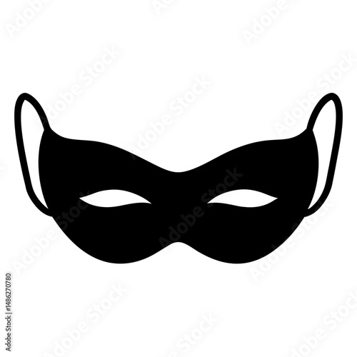Mysterious black masquerade mask symbolizing intrigue, disguise and secretive intentions, festive disguise