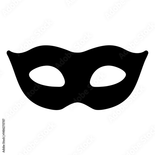 A classic masquerade mask silhouette in sleek black against a white backdrop