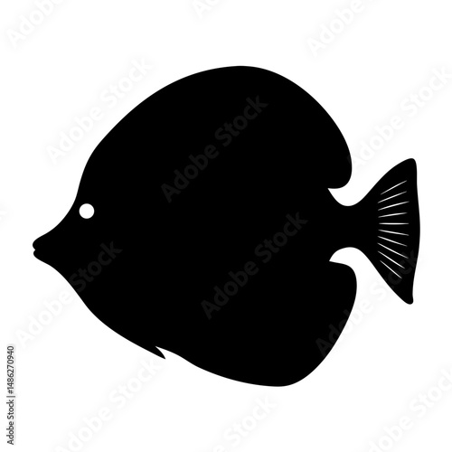 Silhouette of a charming tropical fish with distinct features and attributes