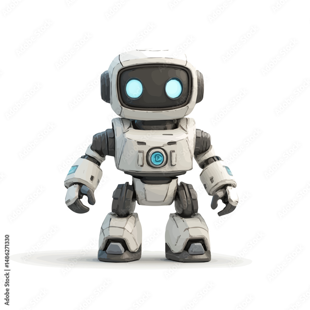 Toy Robot 2D flat vector illustration, isolated on a white background.
