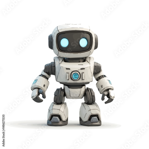 Toy Robot 2D flat vector illustration, isolated on a white background.