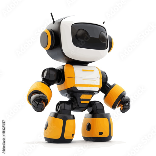 2D flat Toy Robot vector illustration, isolated on a white background.